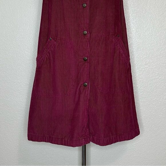 Blue J. 100% Cotton Corduroy Burgundy Button Down Sleeveless Dress - Picture 3 of 12
